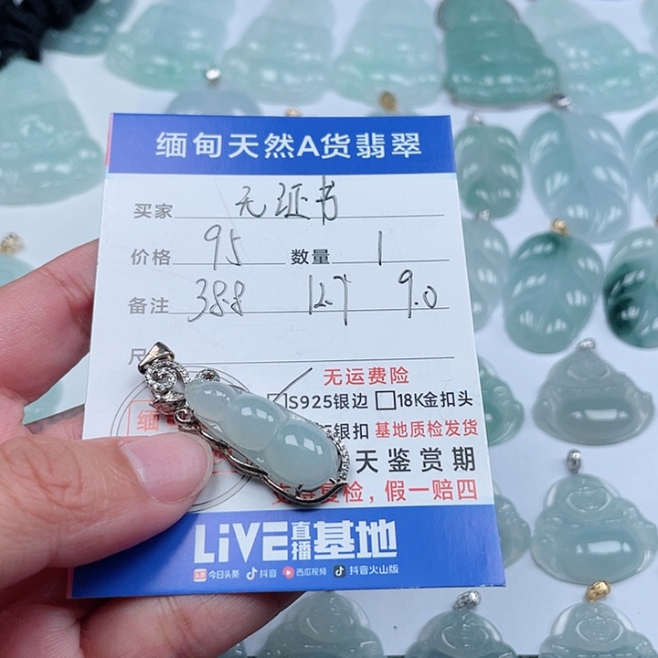 翡翠颈饰银S925镶嵌天然翡翠吊坠