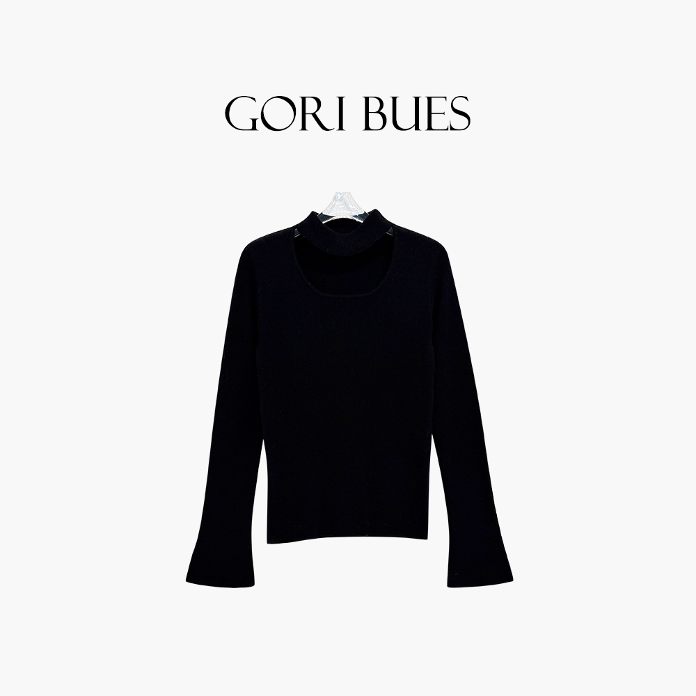 “浪漫至上”100羊毛纯欲挂脖设计法式气质喇叭袖针织衫G25SU23104