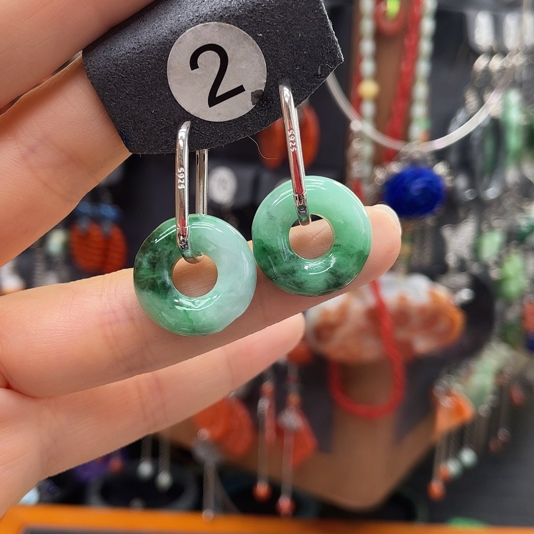 翡翠耳饰银S925镶嵌福**洋1000thhhhh