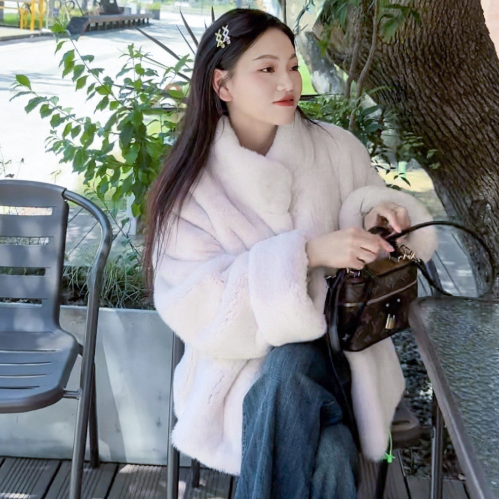 2025新款进口天鹅绒整貂时尚短款可翻可立圆领水貂皮外套