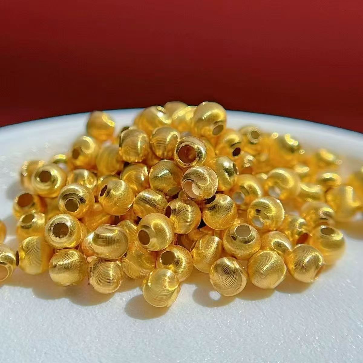 18k  金  猫眼珠  金珠隔珠配珠适合DIY