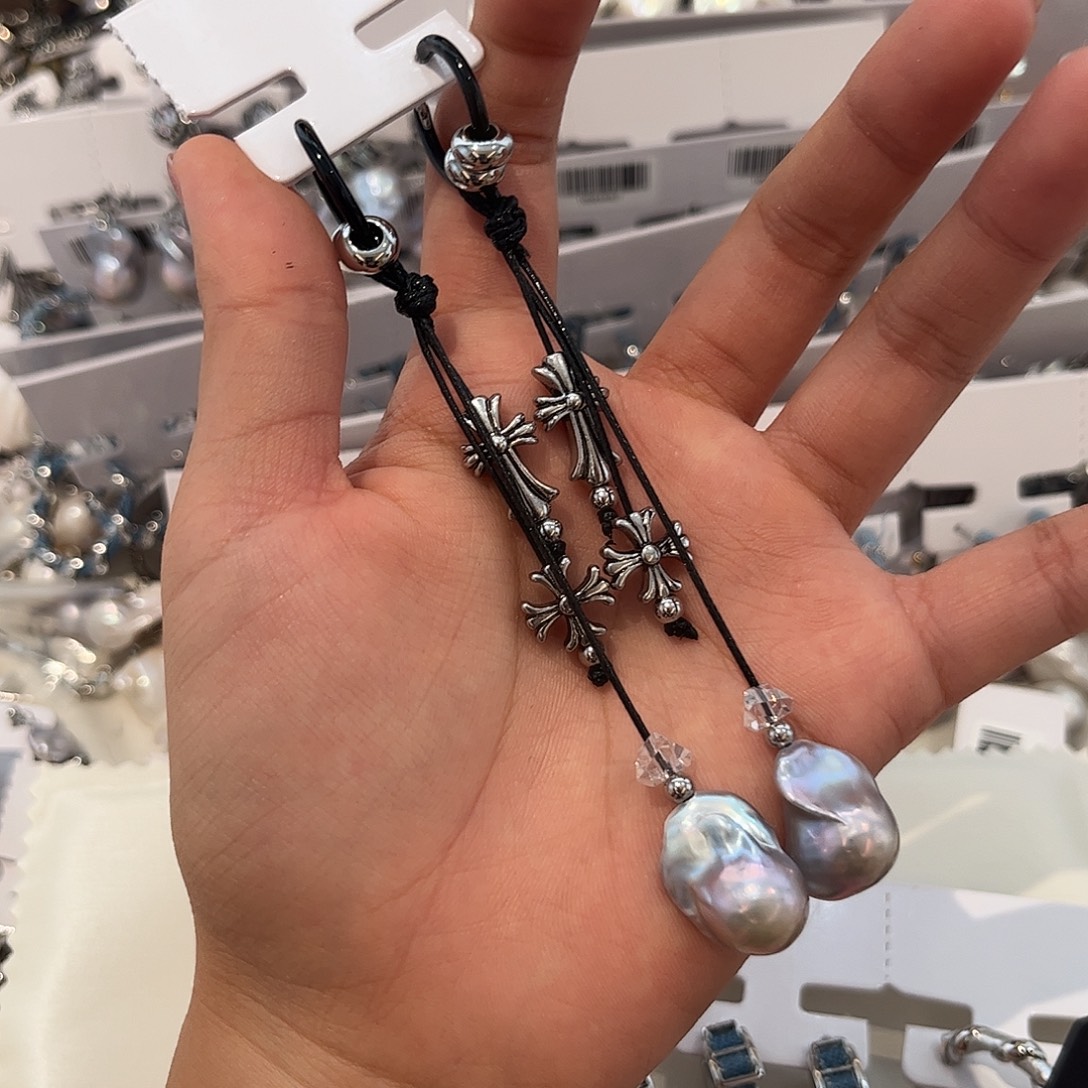 合金淡水珍珠耳饰