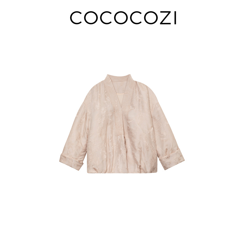 【新东方专属】COCOCOZI新中式系带提花外套禅意国风上衣253CO026MF