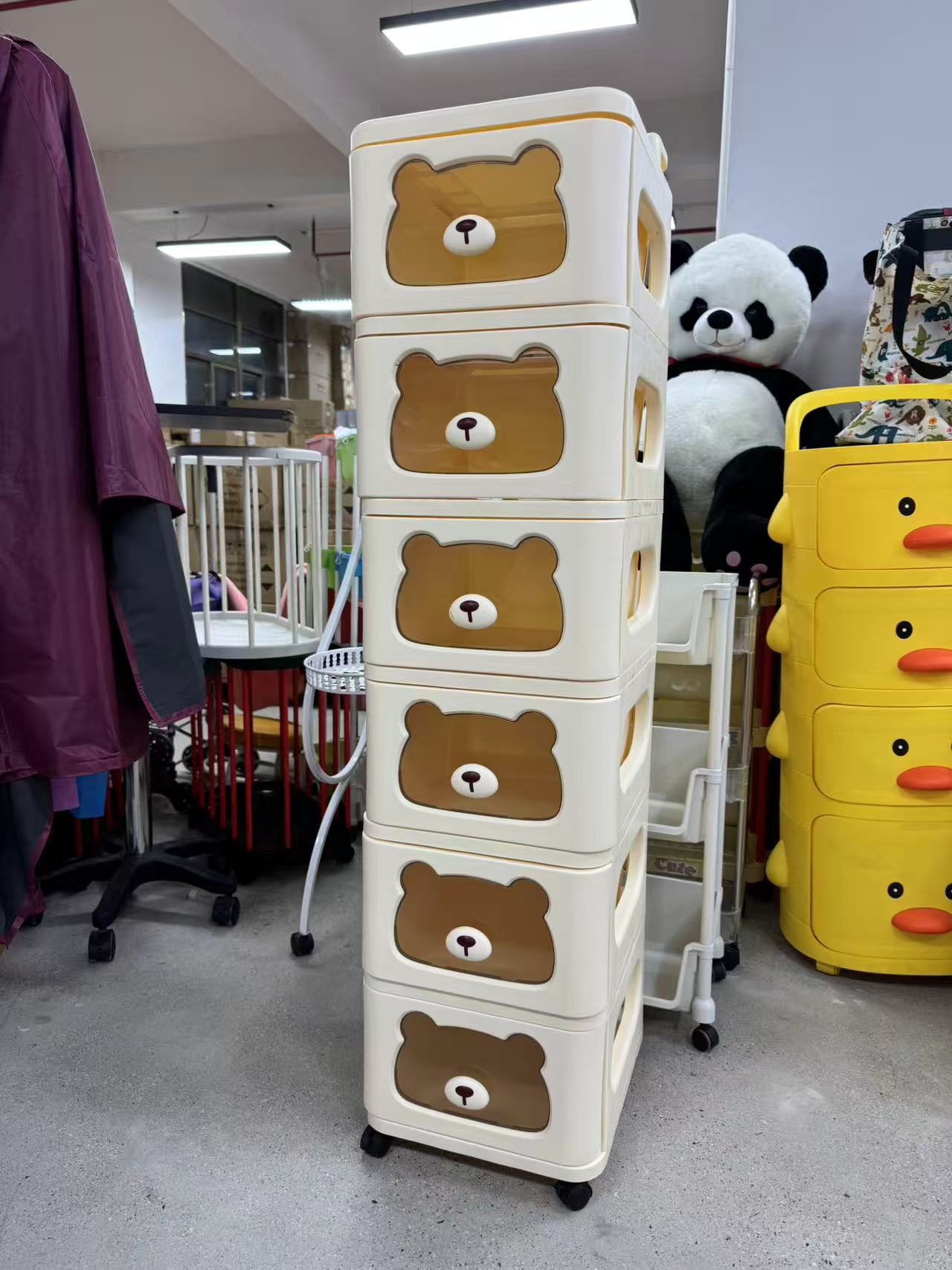 小熊透明收纳柜置物架衣服玩具都可装