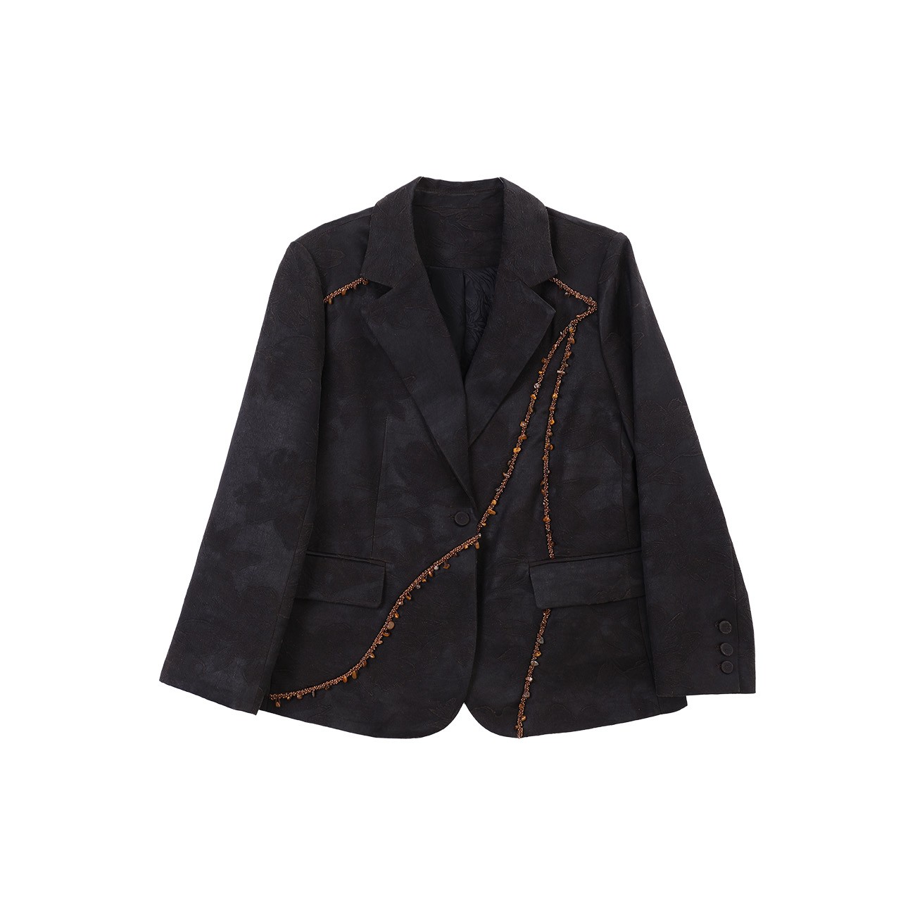 【北鱼专属】大牡丹香云纱蚕绸印花原色外套  131255