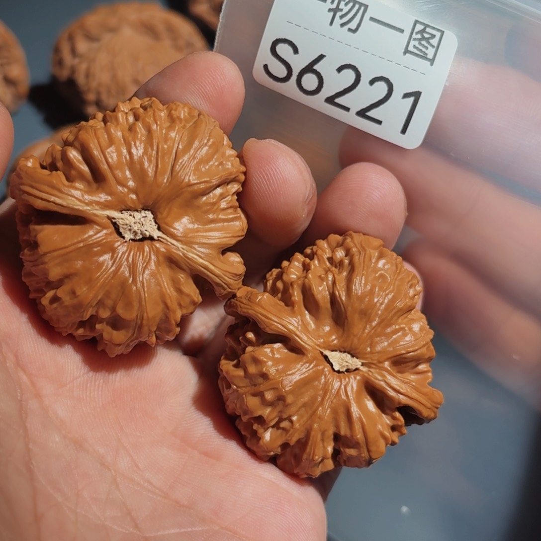 文玩核桃把件三角白