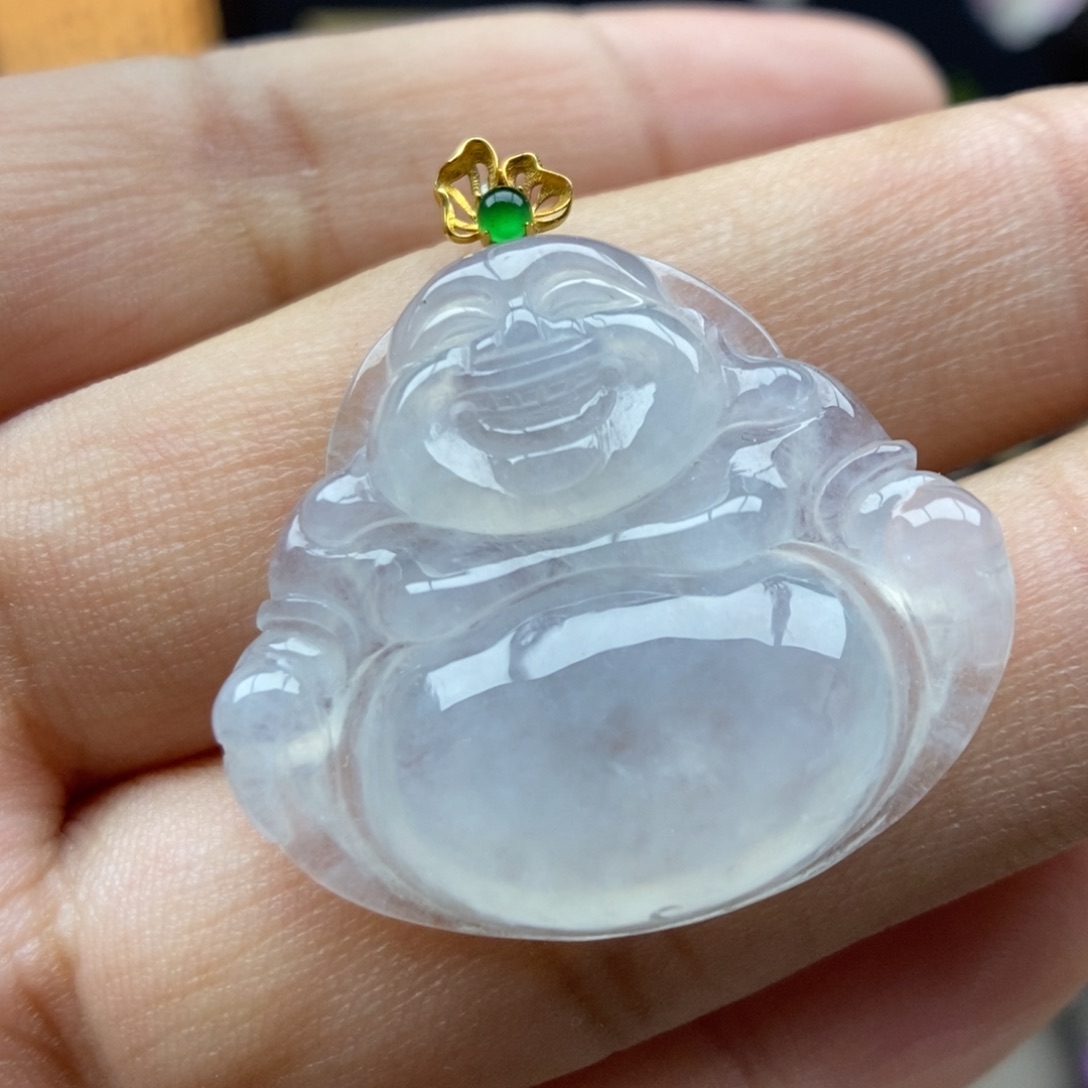 翡翠18K金镶嵌颈饰吊坠