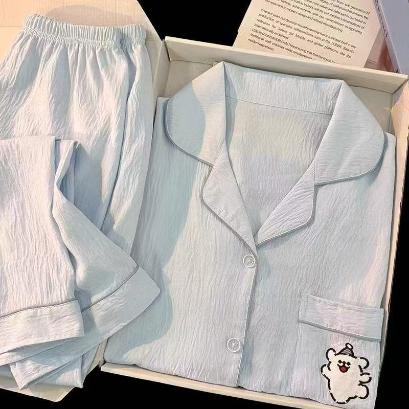 云朵棉夏季长袖长裤可爱卡通女士睡衣宽松春秋