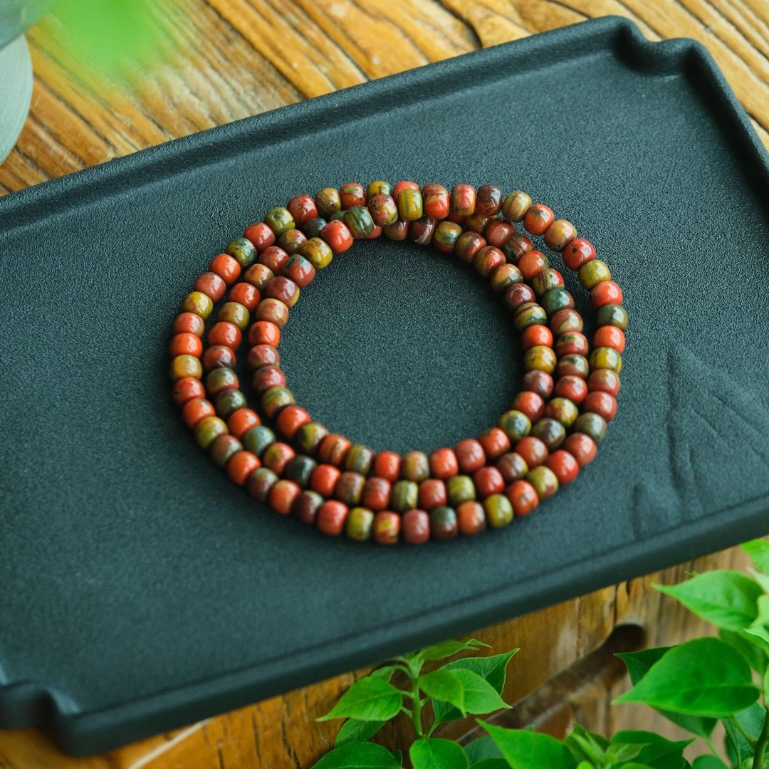 【钰玲珠宝】南红包浆料老型鸡血浆 7m 多圈多功能链-11300