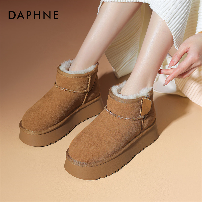达芙妮2025雪地靴女防滑加厚棉鞋新款百搭冬季加绒保暖棉靴子女鞋