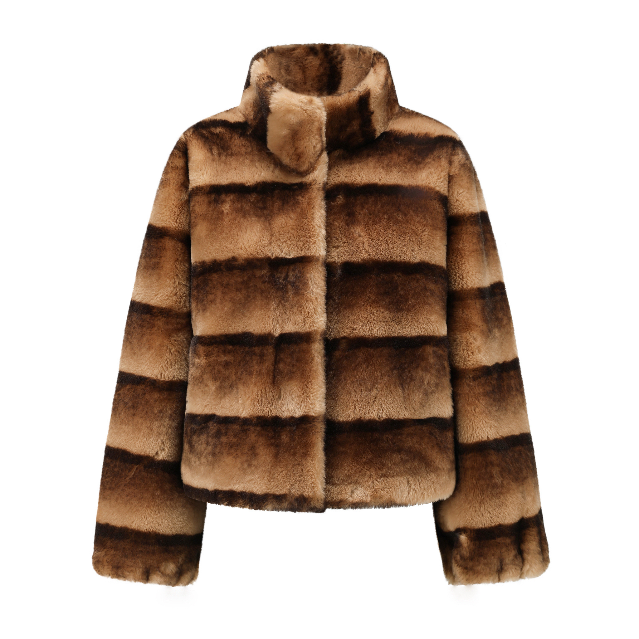人造皮草 Winter Cropped VeganFur Jacket甜暖虎皮蛋糕环保皮草