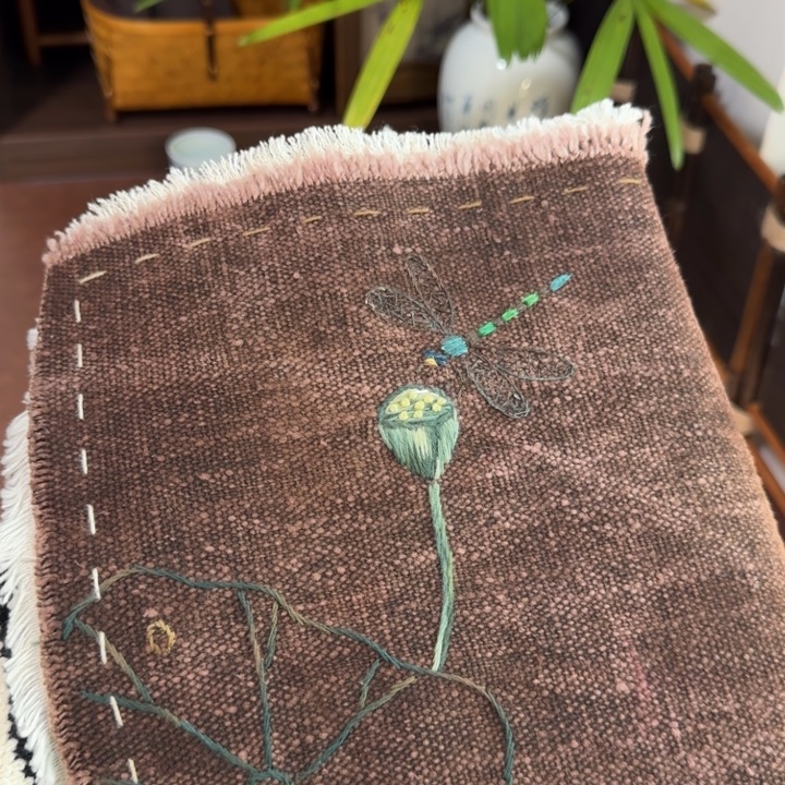 手工刺绣老布茶席垫