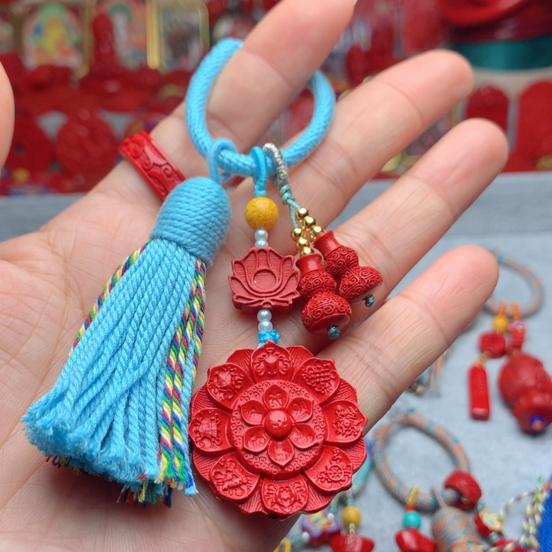 天然辰砂工艺品朱砂钥匙扣包包挂