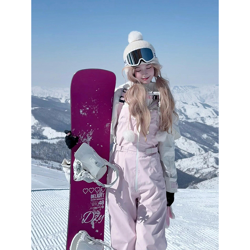 临典粉色海军风滑雪服套装女2025新款户外防风防水单双板雪服外套