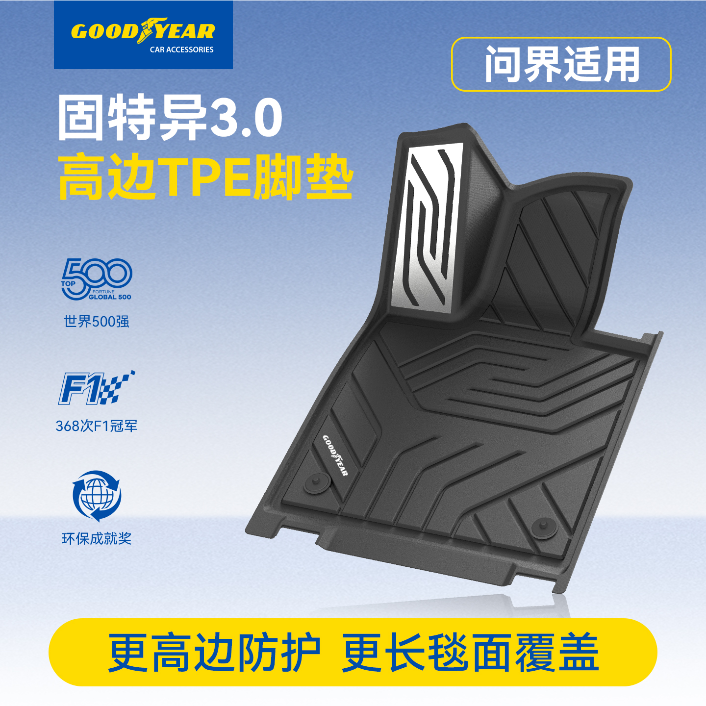 固特异TPE汽车脚垫适配于问界M9 M8 M7 M5专车专版耐磨防滑脚垫10