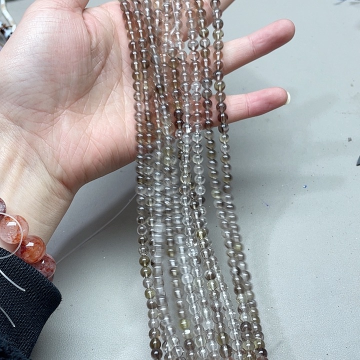 玛瑙/玉髓珠宝半成品合金一条6mm茶晶