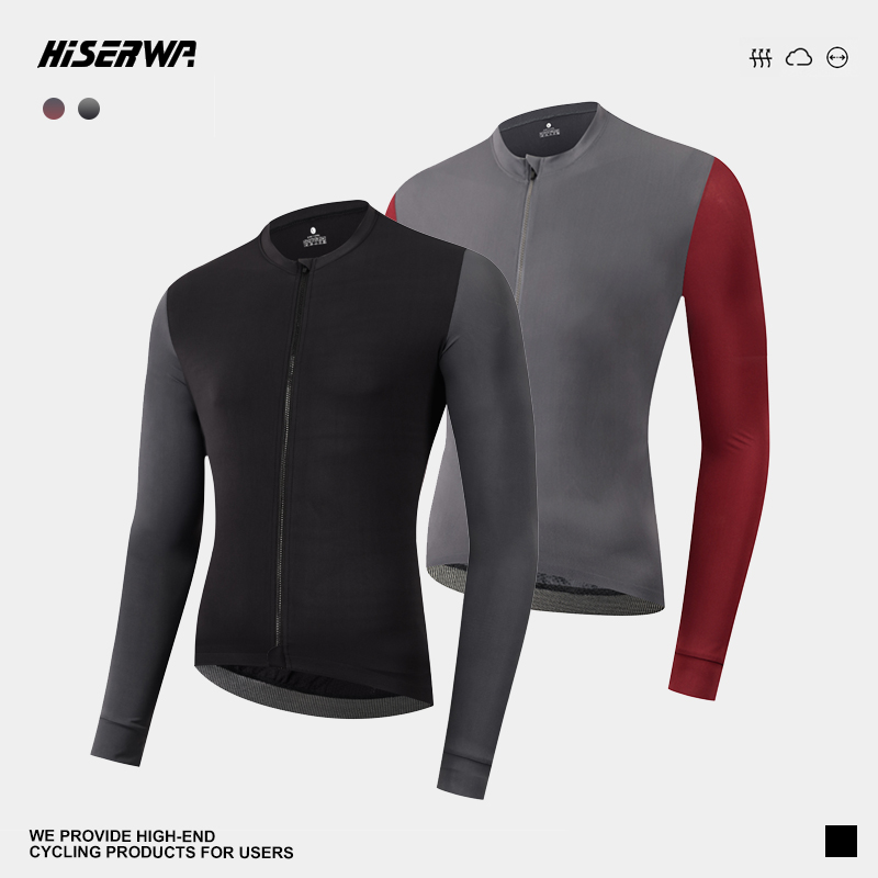 HSW高品质proteam男女款透气速干高弹薄款双拼色春秋季骑行服长袖