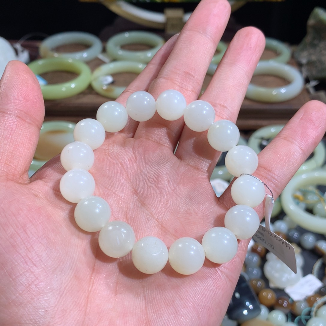 未镶嵌和田玉手链大*袍新疆且末塔什萨依河白玉山流水手串