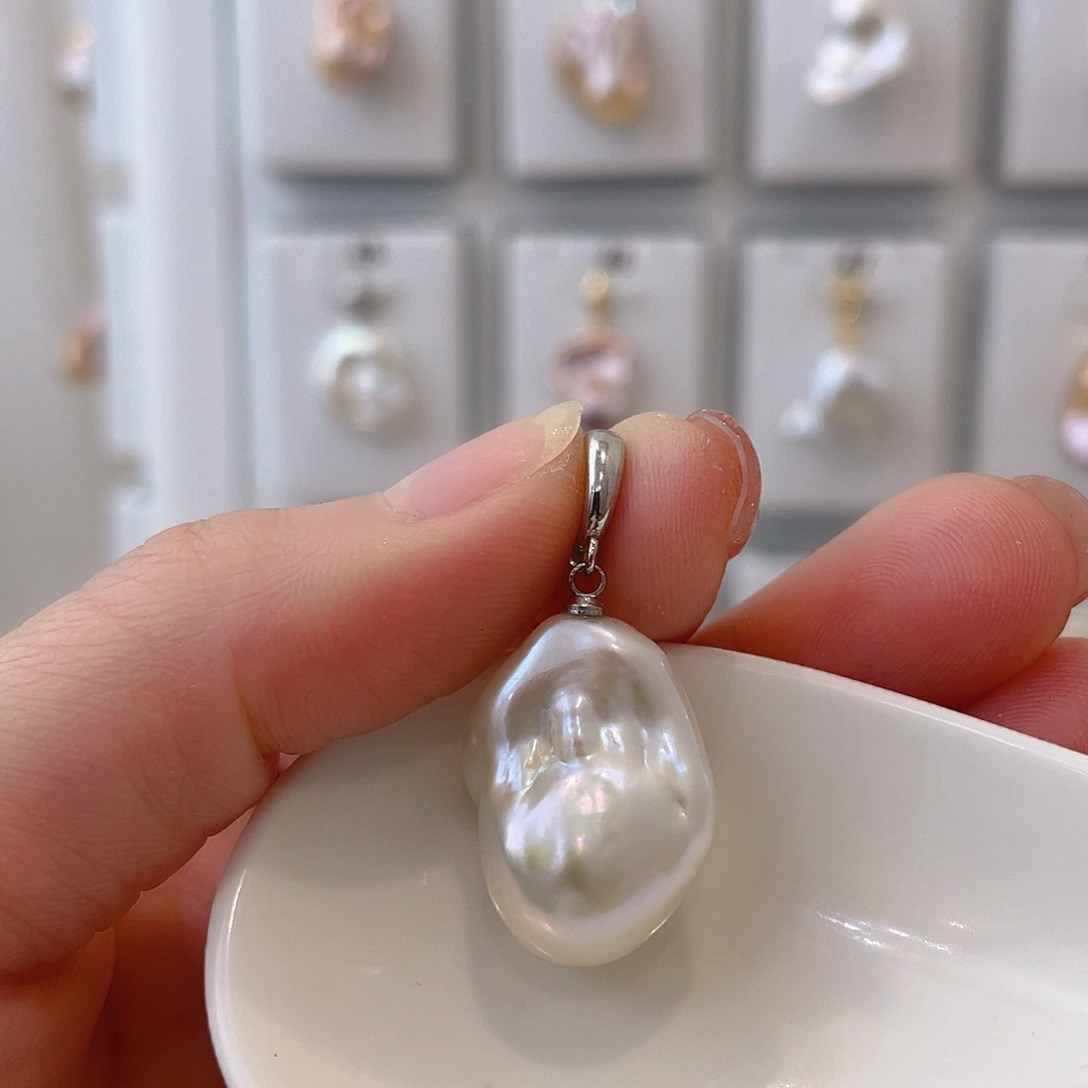 淡水珍珠天然珍珠巴洛克银S925镶嵌