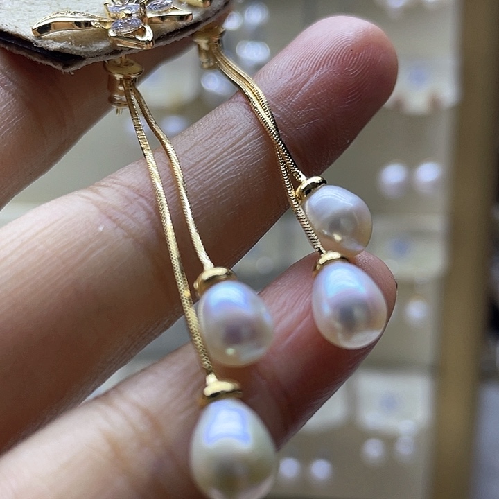 淡水珍珠耳饰银S925镶嵌