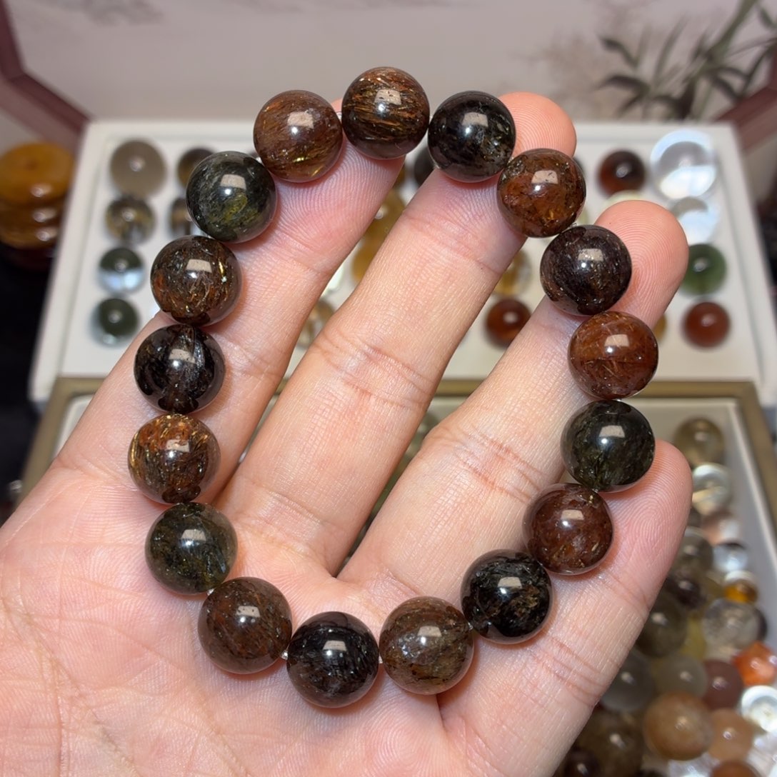 水晶手串未镶嵌12mm+黑金超七多样性发货