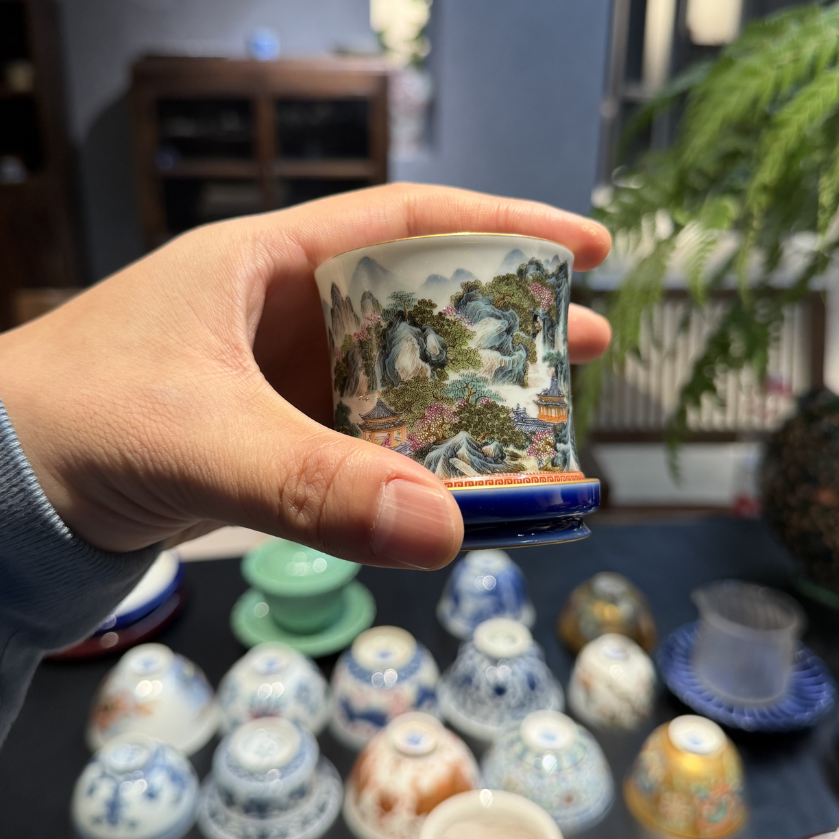 盛古珍玩珐琅山水杯