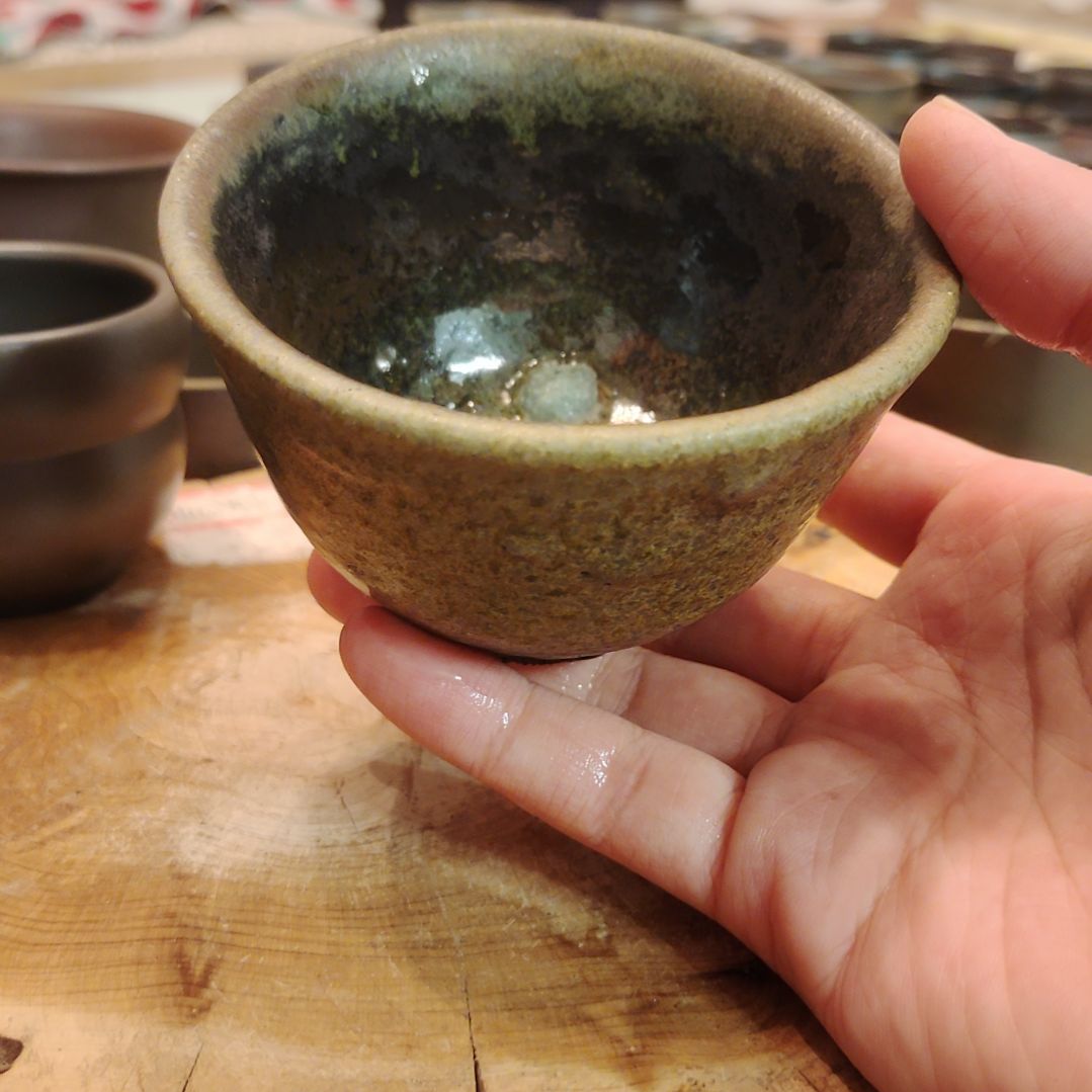 坭兴陶纯柴烧全手工茶杯窑汗落釉
