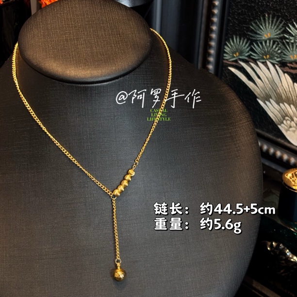 铜合金项链 不仅显脸小还能拉长脖颈线条！“蹦迪小金珠”项链