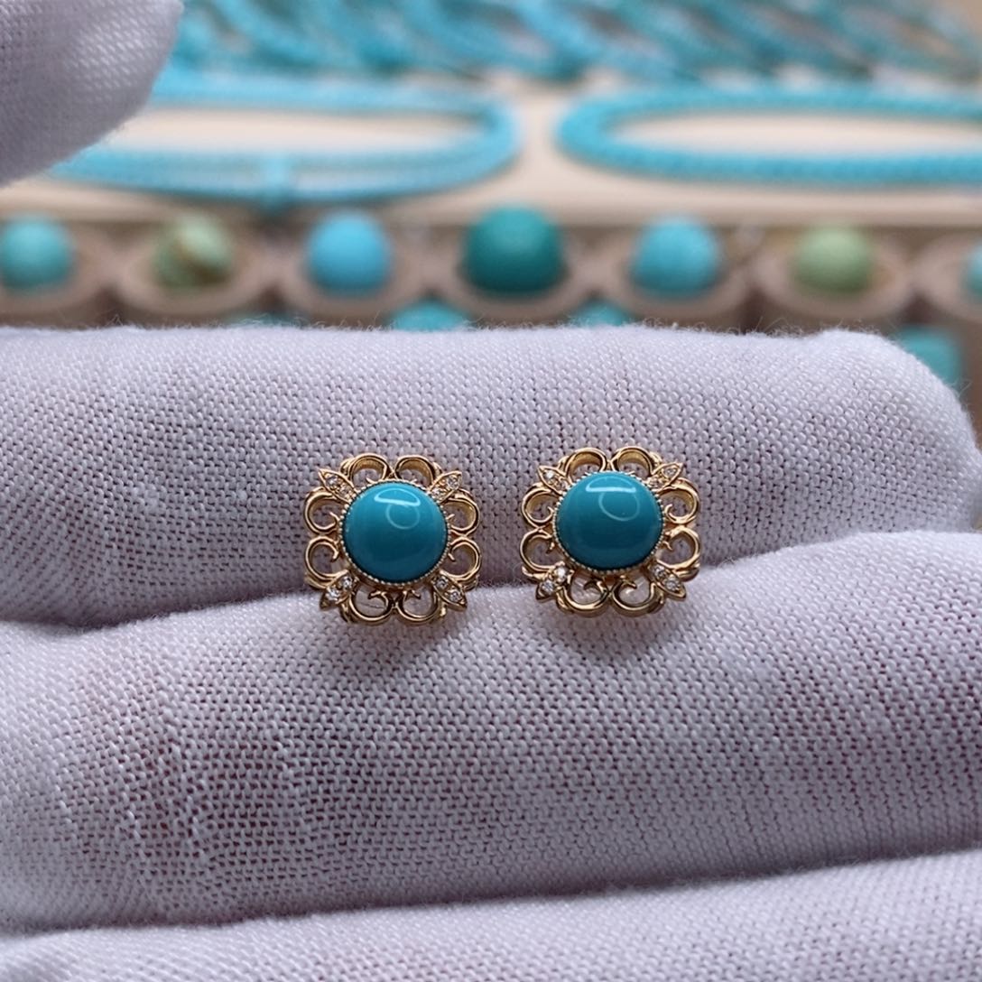 18K金镶嵌绿松石珠宝奇石