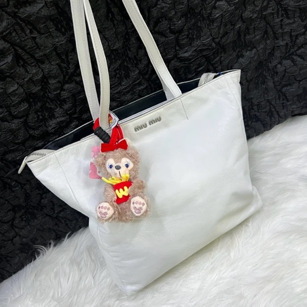95新 MIU MIU/缪缪 缪缪白色托特单肩包