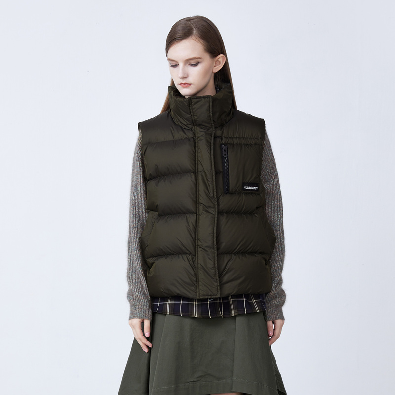 sdeer圣迪奥女装时尚休闲个性高领格纹衬衫假两件马甲S21481603