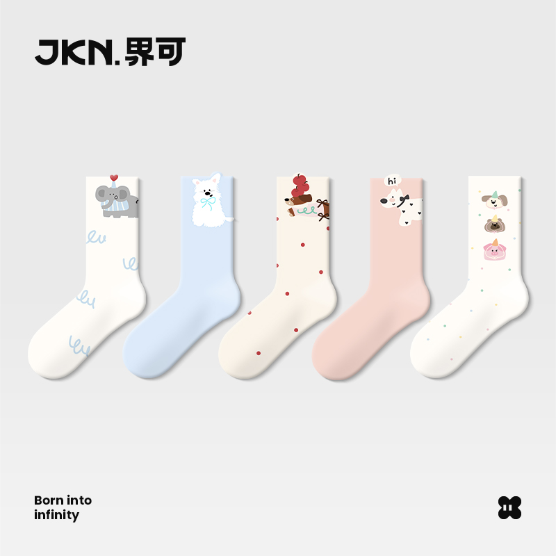 JKN袜子女款春秋中筒袜ins潮2025新款爆款纯棉纱可爱夏季薄无骨袜