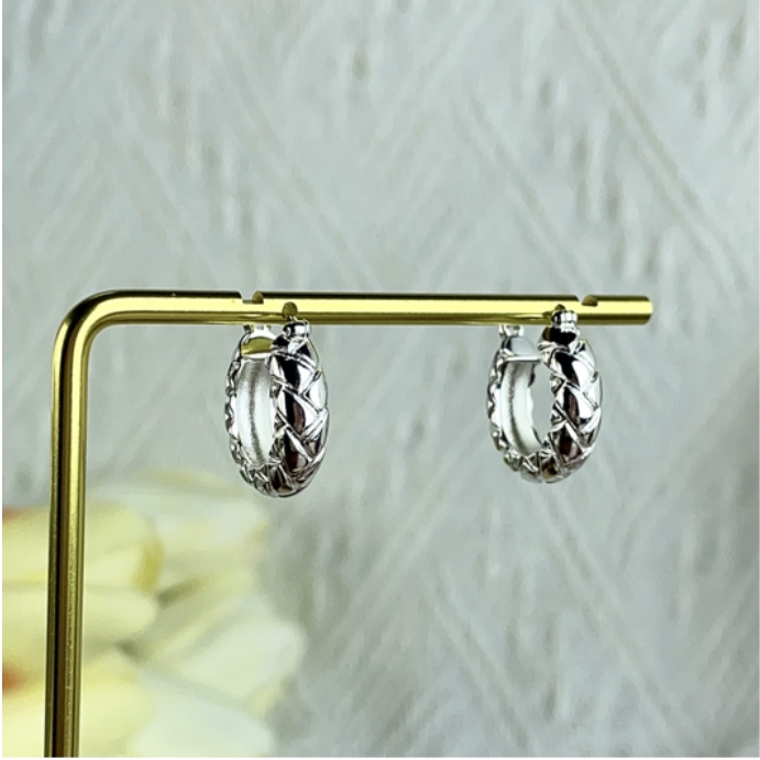 足银耳饰 足银制品 足银材质99菱形耳扣时尚轻奢耳扣气质韩版