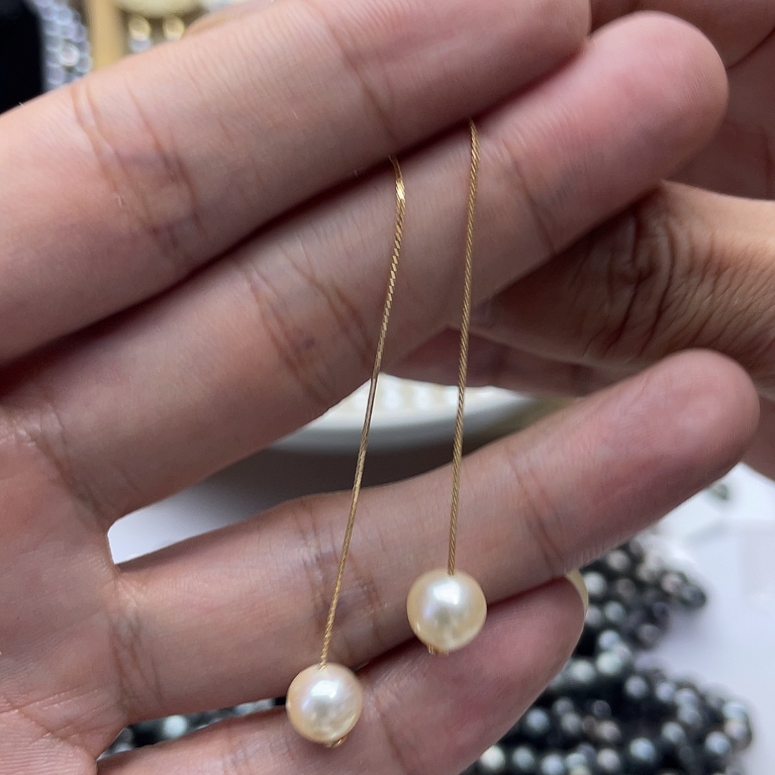 银S925镶嵌海水珍珠耳饰