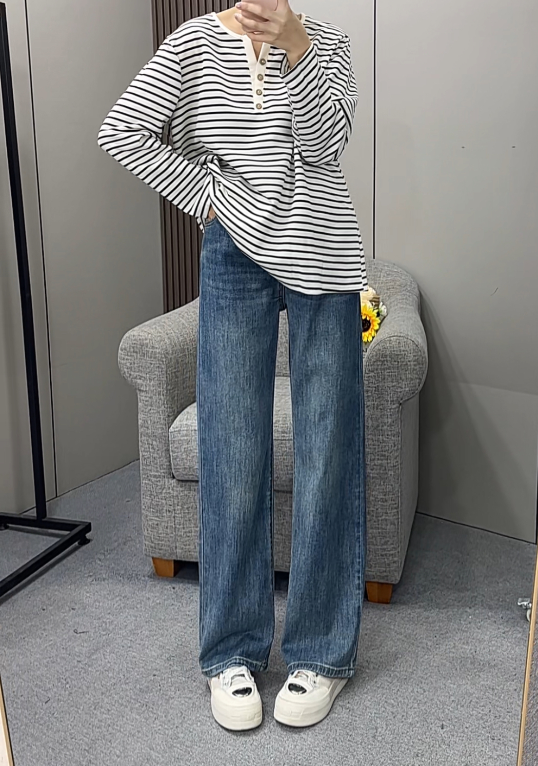 【雅妃家】孕妇阔腿裤秋冬新款侧边抽绳加绒牛仔裤产前产后可穿长裤