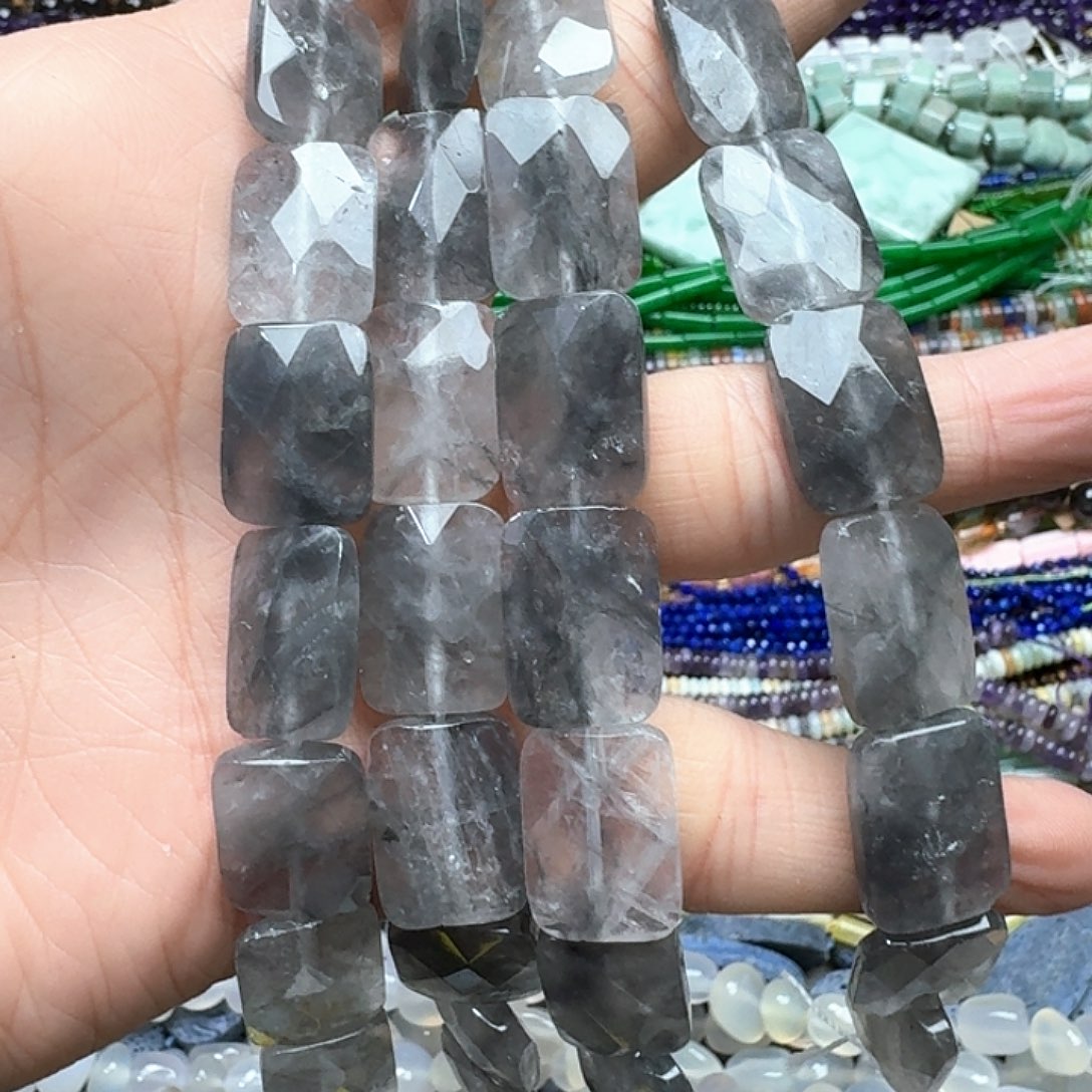 玛瑙/玉髓未镶嵌珠宝半成品一条13x18mm云雾水晶