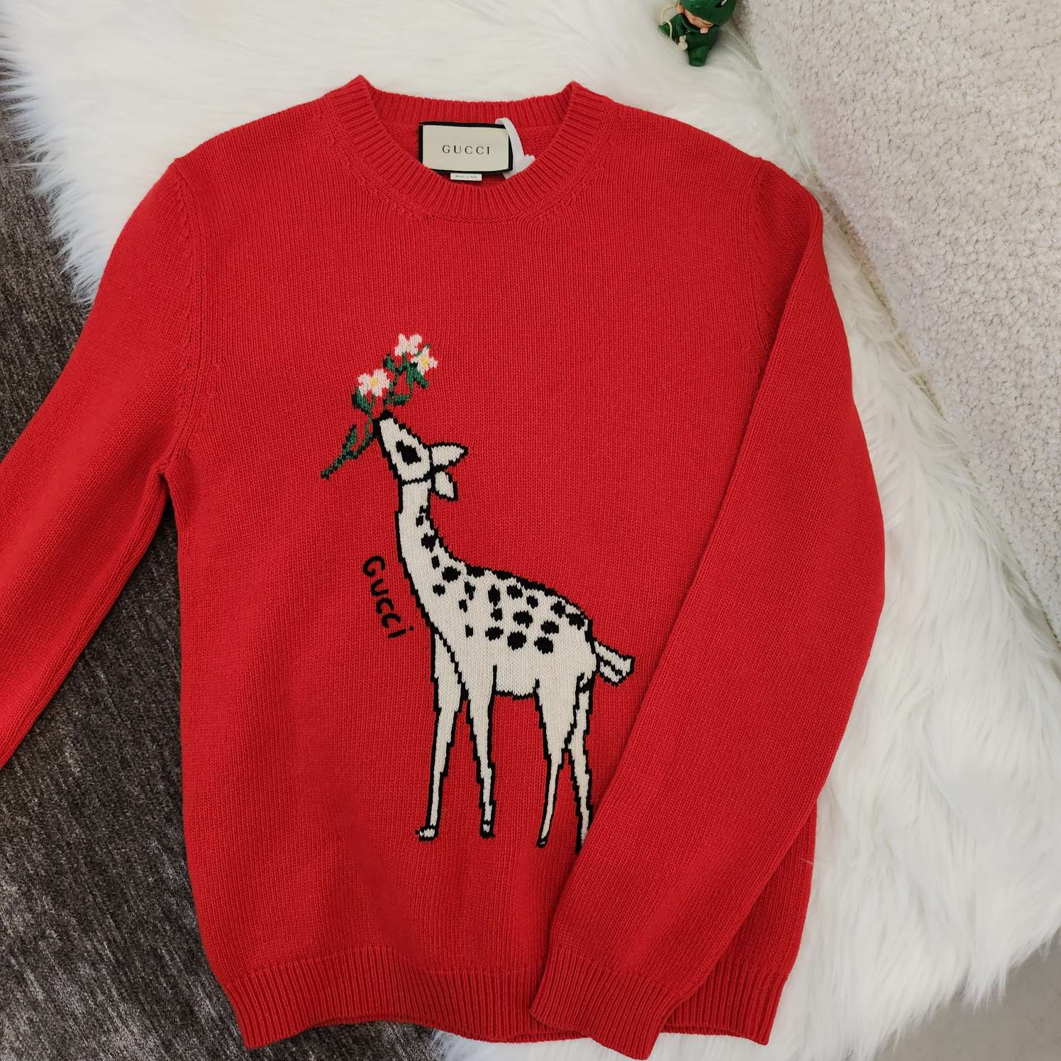 99新 GUCCI/古驰 Y3309 99新 GUCCI/古驰 小鹿红色毛衣 S码