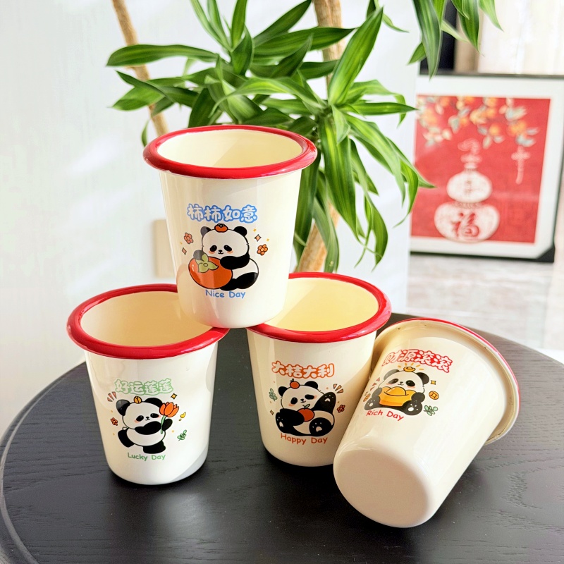  ins可爱搪瓷马克杯 手握杯 牛奶杯 刷牙杯 便携式喝水杯 耐高温