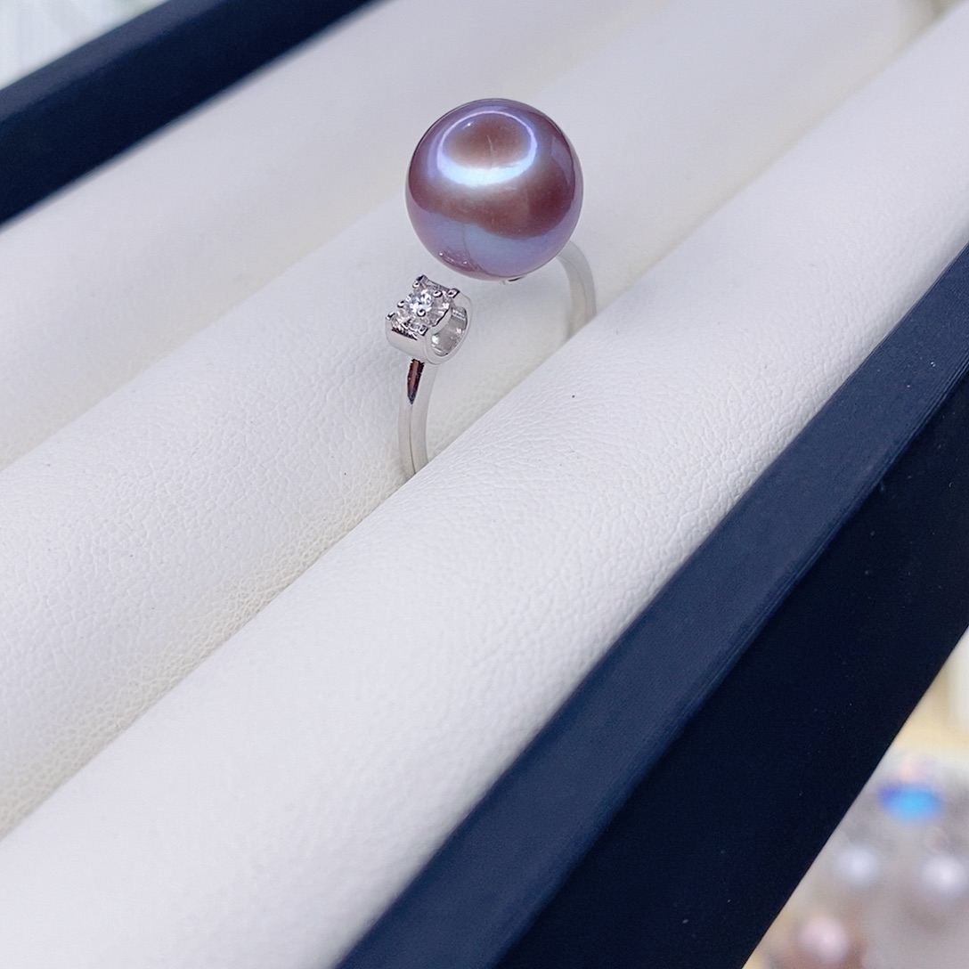戒指银S925镶嵌淡水珍珠