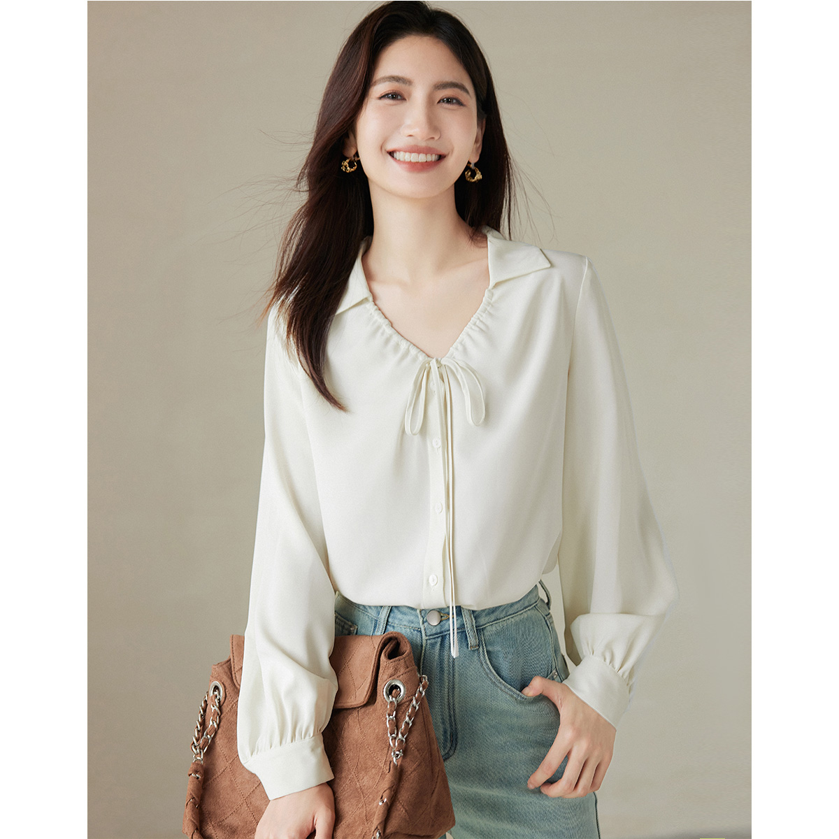 【小玉专属】朗文斯汀法式优雅气质系带衬衫DTYC4307B07264