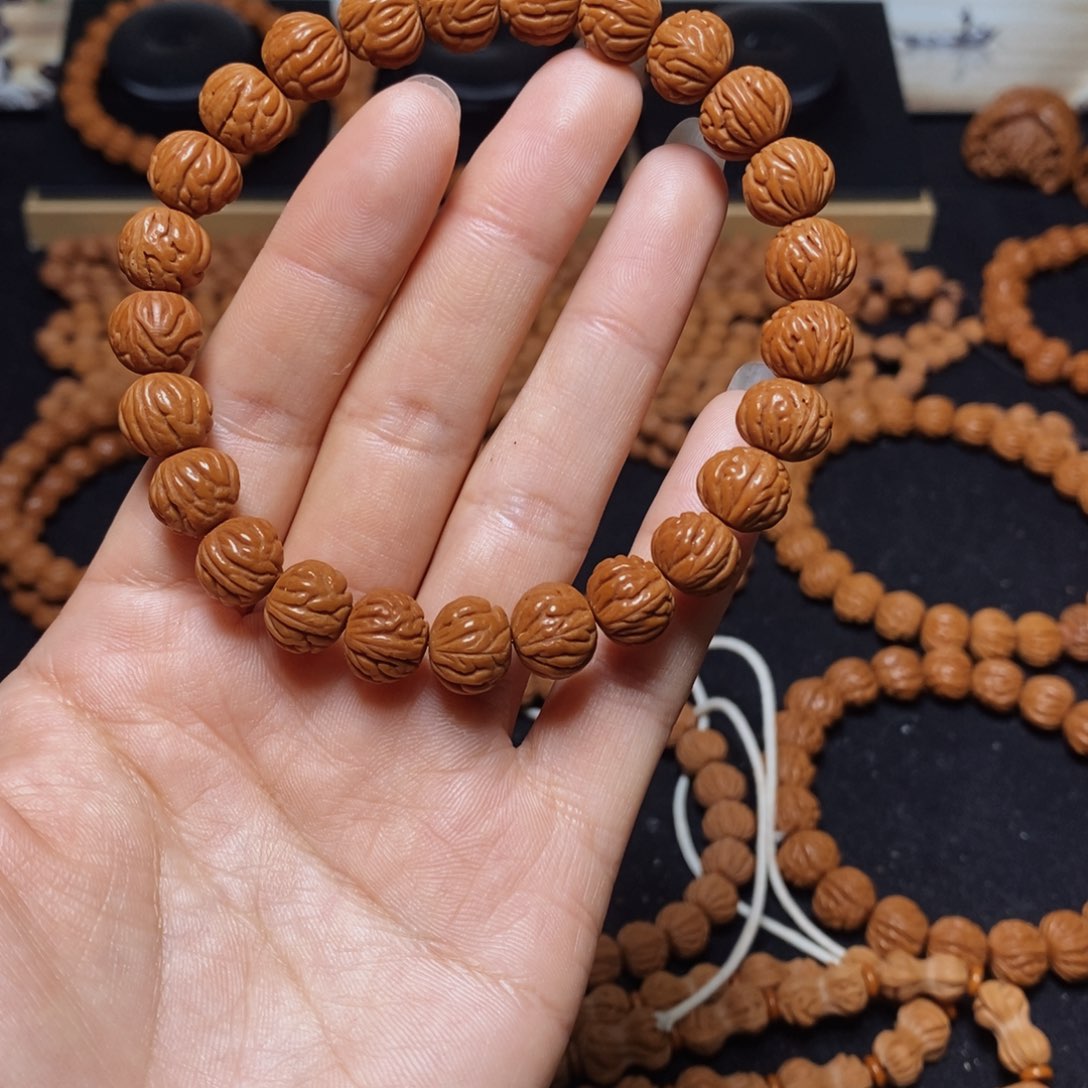 淡***道手串桃核秦岭文玩桃核手串
