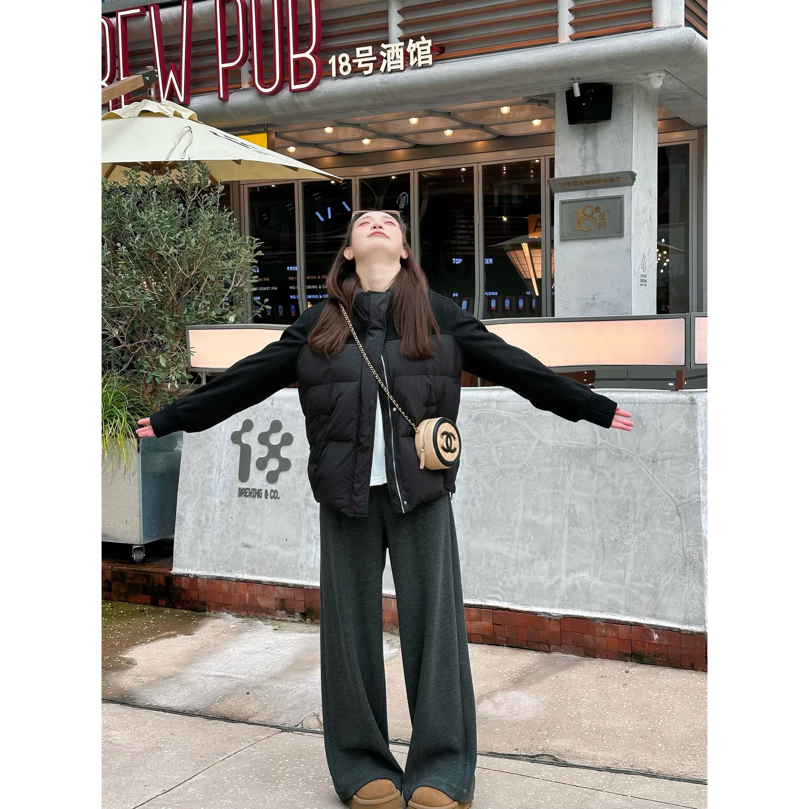 楠序微胖女装 秋冬季时尚休闲宽松百搭高腰显瘦垂感裤子女NX13918