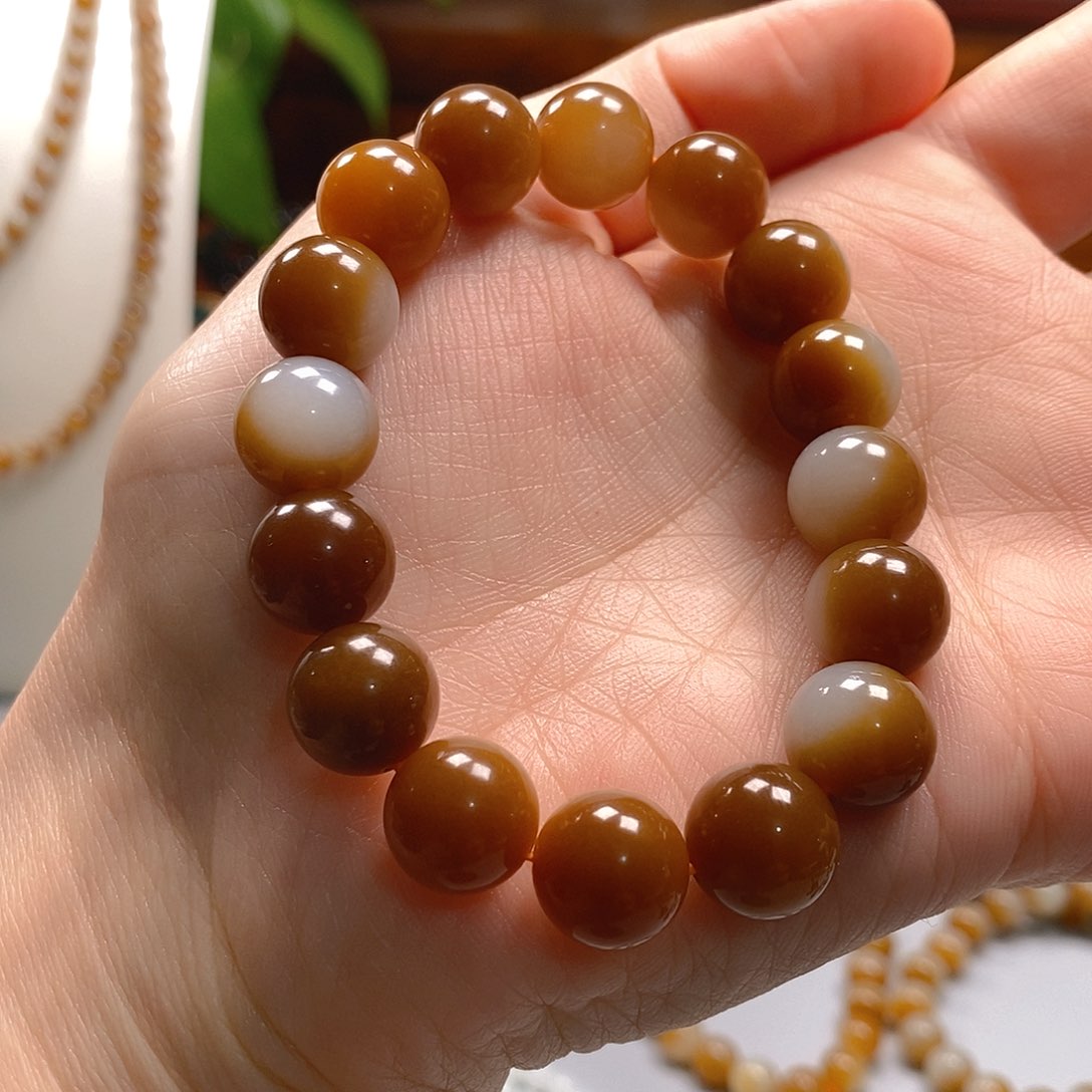 和田玉手串未镶嵌花***r