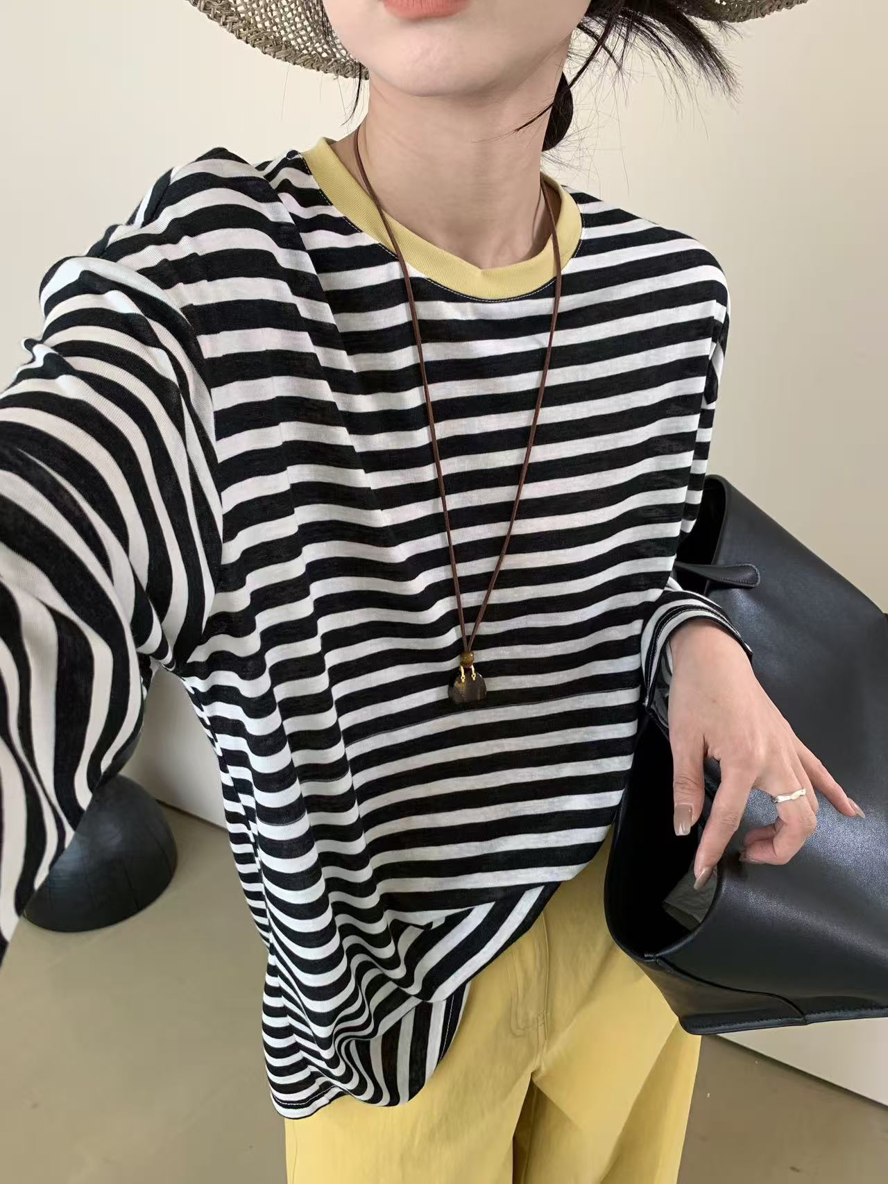 91055 条纹长袖防晒T