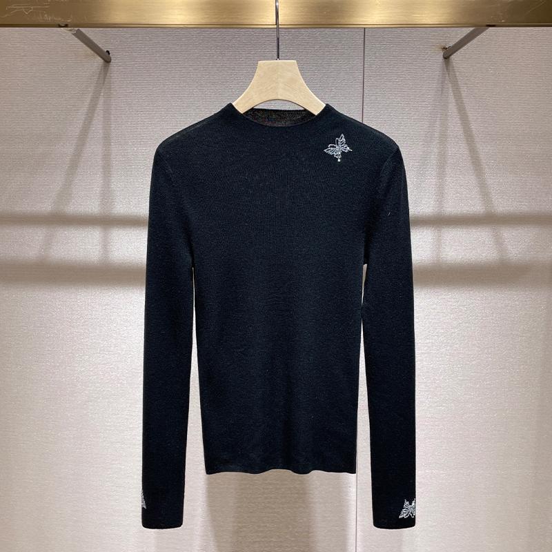 烫钻蝴蝶打底衫2025秋冬新款洋气百搭长袖内搭上衣半高领针织衫女