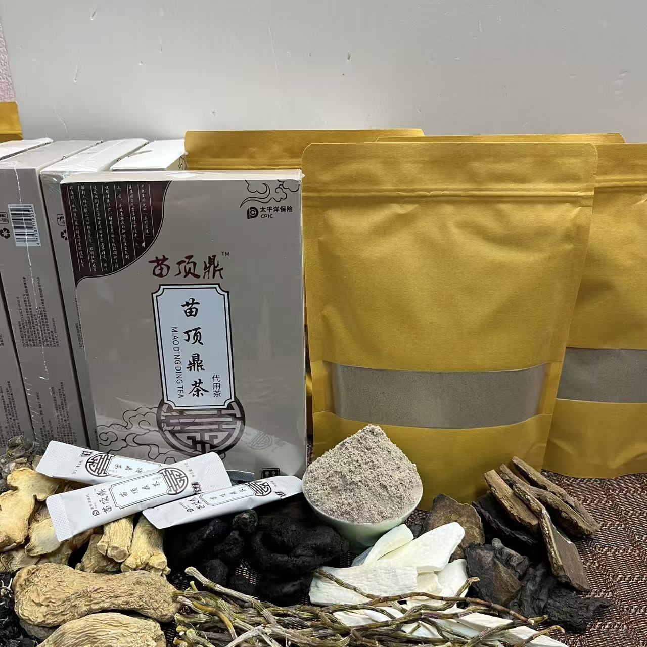 苗家苗顶鼎虎姜山猛子干货特产茶粉300克袋装＋15条一盒