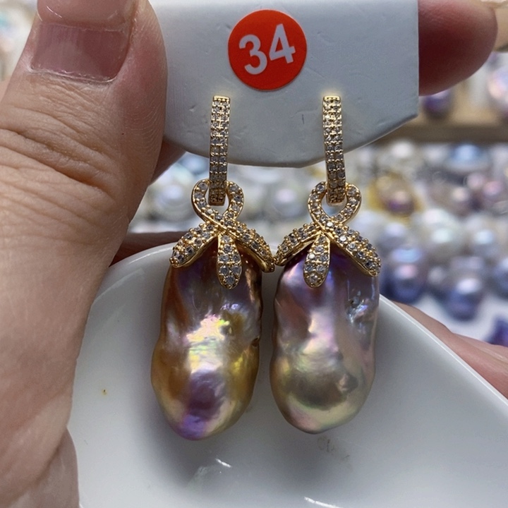 银S925镶嵌耳饰淡水珍珠