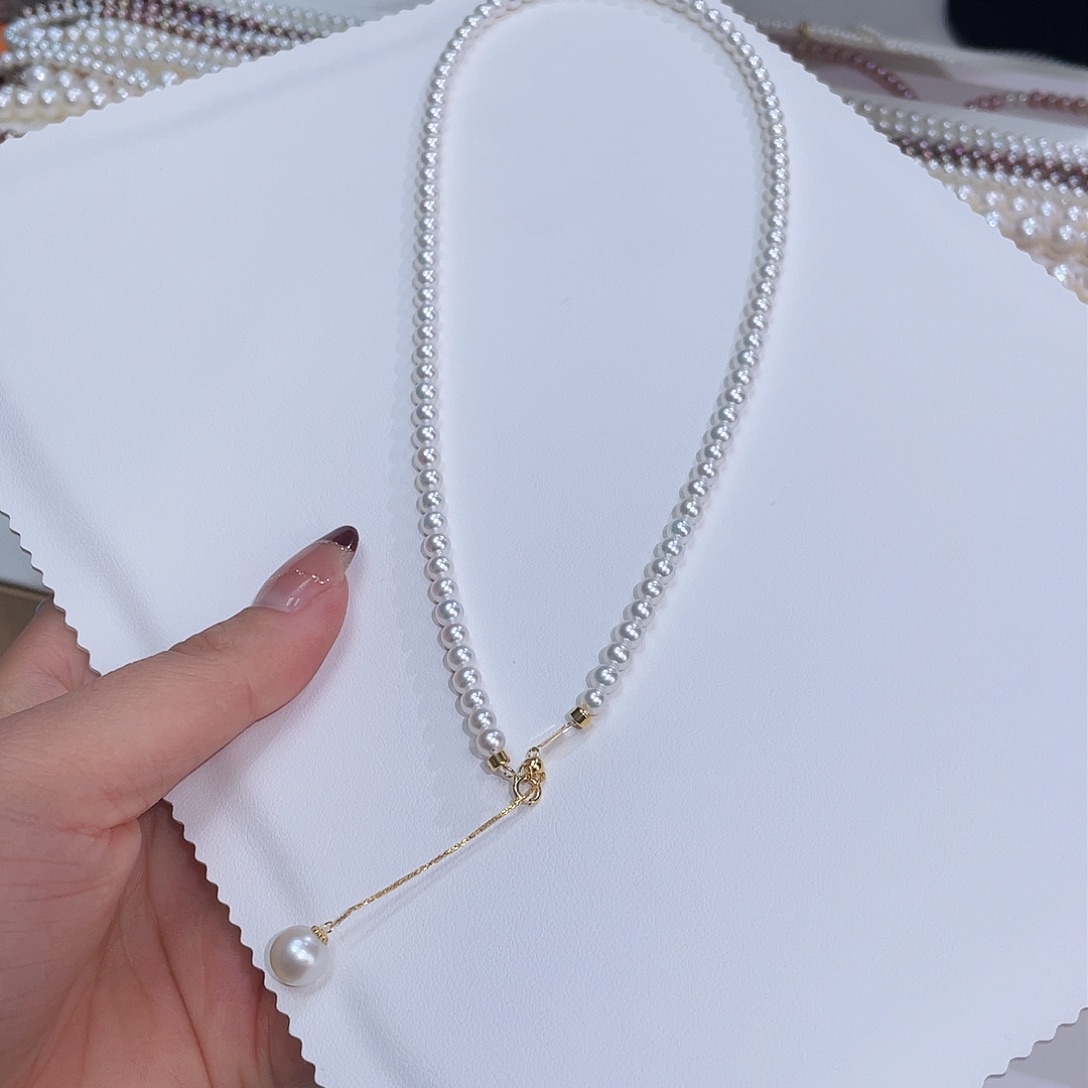 淡水珍珠颈饰18K金镶嵌