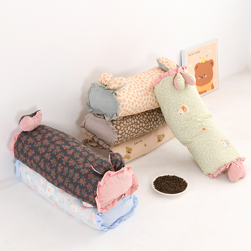 全棉双层纱荞麦壳枕头护颈椎助眠学生宿舍办公室腰枕纯棉圆柱枕芯