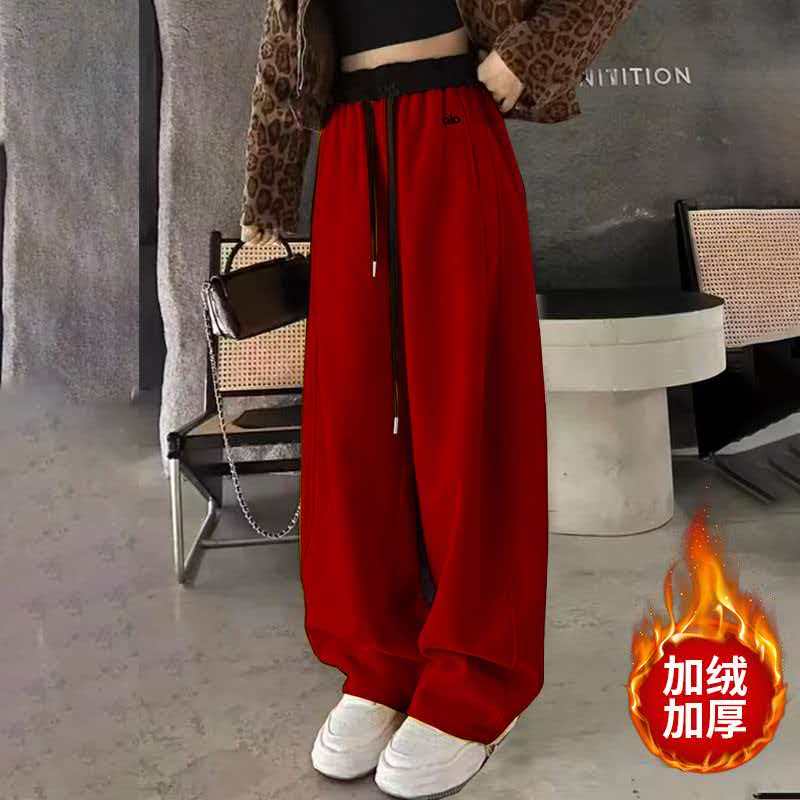 A(2.0升级专柜品质)加绒加厚美式休闲卫裤高腰宽松直筒香蕉裤